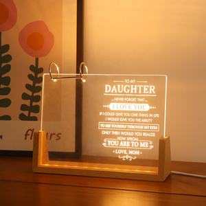 Forme <span class=keywords><strong>de</strong></span> U Led bureau calendrier lampes Base Led acrylique en bois <span class=keywords><strong>lit</strong></span> lumière 3d Photo cadre lampe pour bricolage - Product Image 3