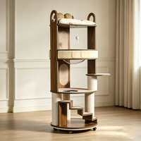 Arbre à gratter moderne pour chat, premium, en sisal 100% naturel, avec hamacs transparents en bois, tour pour chat avec poteaux à gratter