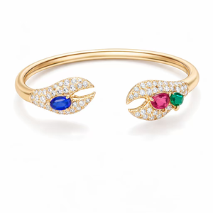 Brazalete de Lujo Chapado en Oro de 14k con Piedras Pavé y Diseño de Garra de Cangrejo, Abierto, Sin Plomo, Estilo Oceánico, para Vacaciones, Joyería Exquisita para Mujer - Product Image 2