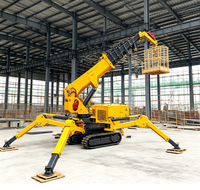 Grue araignée de 3 tonnes avec nacelle pour personnel, stabilisateurs hydrauliques complets pour le nettoyage de fenêtres à grande hauteur
