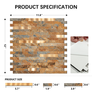 Tira de PVC dorado Peel and Stick Backsplash <span class=keywords><strong>Mosaico</strong></span> de metal plateado Azulejos de <span class=keywords><strong>mosaico</strong></span> de pared aluminosos autoadhesivos - Product Image 4
