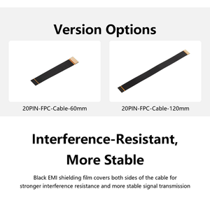 สายเคเบิลแบบยืดหยุ่น FPC 20PIN, ด้านกลับ, ระยะพิทช์ 0.5 มม., หน้าสัมผัสเคลือบทอง, ป้องกัน EMI, สายริบบิ้น FPC ความยาว 60 มม. / 120 มม. - Product Image 4