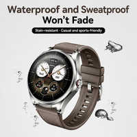 Bracelet de montre en cuir et silicone de luxe 22 mm pour Huawei Buds2, bracelet hybride cuir-silicone, bracelets de montre intelligente pour hommes
