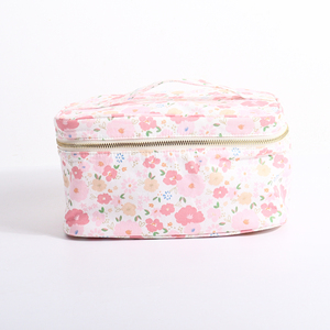 กระเป๋าเครื่องสำอางแบบพกพาขนาดใหญ่ ดีไซน์ดอกไม้ DIY  ทนทาน แฟชั่น  บุผ้าฝ้ายด้านใน  เป็นมิตรกับสิ่งแวดล้อม  พร้อมหูหิ้วนุ่ม  จัดระเบียบเครื่องสำอาง - Product Image 2