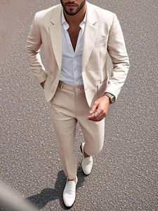 Completo da <span class=keywords><strong>Uomo</strong></span> 2 Pezzi con Risvolto a Revers, Monopetto, Vestibilità Slim, Giacca e Pantaloni, per Occasioni Casual, Formali e Matrimoni - Product Image 4