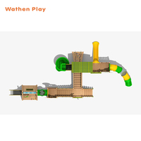Structure de jeu en bois de grande taille pour usage commercial, équipement d'amusement multifonctionnel pour les écoles et les terrains de jeux publics