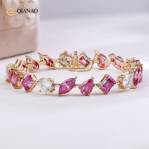 Pulseras de Joyería Fina Personalizadas, Nueva Cadena de Tenis con Diamantes Moissanite, Cadena de Oro Sólido de 14k, Pulsera con Piedras Preciosas de Laboratorio para Mujer - Product Image 1