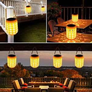 <b>Solar</b> Retro Lantern Outdoor <b>Hanging</b> <b>Light</b> For <b>Garden</b> Balcony Courtyard Decoration With Star Pattern 6-12 Hours Lighting - Product Image 1