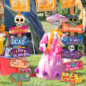 10 Uds Día <span class=keywords><strong>de</strong></span> los <span class=keywords><strong>muertos</strong></span> calavera señal dirección señal para <span class=keywords><strong>Dia</strong></span> <span class=keywords><strong>De</strong></span> <span class=keywords><strong>Muertos</strong></span> fiesta foto accesorios decoraciones evento Decoración - Product Image 5