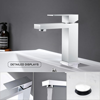 Robinet de salle de bain moderne en acier inoxydable 304, carré, monotrou, à poser sur le plan, mitigeur eau chaude/froide, OEM, pour salon et extérieur