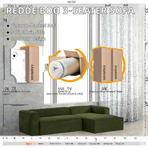 Redde Boo Neues Modernes Quadratisches 3-Sitzer Stoff-Ecksofa-Set Foshan Modulare Möbel Vakuumkomprimiert im Karton - Product Image 4