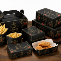 Boîte à frites de Noël personnalisée, emballage alimentaire pour les fêtes, conteneur en papier pour chips et frites, plats à emporter, OEM