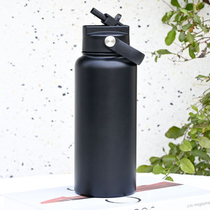 OEM 32oz Double Wall 4-in-1 Straw Lid Vacuum <b>Flask</b> Powder Coated Travel <b>Bottle</b> for Outdoors Camping - Product Image 1