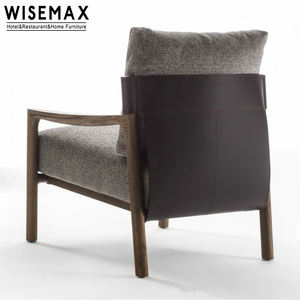 WISEMAX FURNITURE Chaise longue de détente de luxe légère meubles de salon <span class=keywords><strong>fauteuil</strong></span> en bois massif rembourré en <span class=keywords><strong>tissu</strong></span> pour la maison hôtel - Product Image 6