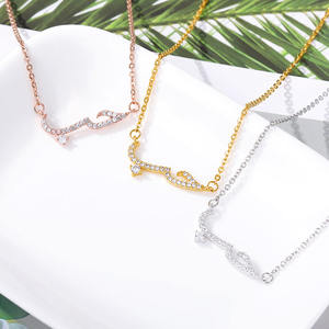 Colliers musulmans personnalisés avec lettres de l'alphabet, bijoux musulmans en Zircon, pendentif <span class=keywords><strong>d</strong></span>'<span class=keywords><strong>amour</strong></span>, mot <span class=keywords><strong>arabe</strong></span>, en vogue - Product Image 2