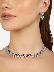 ชุดสร้อยคอต่างหูสำหรับผู้หญิงชุดเครื่องประดับแฟชั่นสำหรับปาร์ตี้ชุดเครื่องประดับจากอินเดีย - Product Image 6