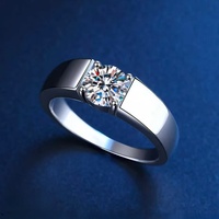 Labor-Gezüchteter Diamant Herren-Verlobungsring S925 Silber PT950 14K/18K Weißgold Runder Brillantschliff Klassischer Stil