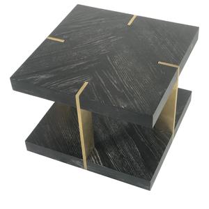 Table basse d'appoint géométrique en bois et métal pour salon, style nordique - Product Image 3