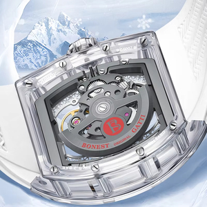 Montre mécanique à mouvement automatique BG6002, cadran lumineux ours polaire, bracelet blanc, montres pour hommes - Product Image 3