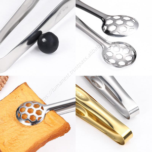 Pinzas de cocina al por mayor Syh1216 de acero inoxidable de grado alimenticio con filtro de malla, clip dos en uno de metal - Product Image 5