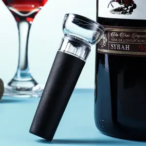 Rolhas de vinho, rolhas de garrafa de vinho com bomba de vácuo embutida, tampas de silicone seguras para alimentos, mantém o vinho fresco