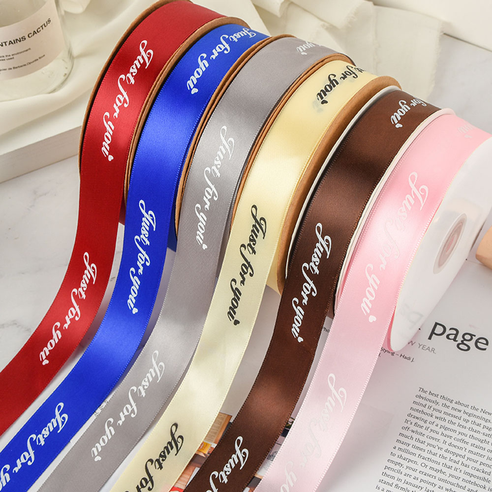 Hot Sale Colorful Gift Ribbons Vintage Printer Ribbons for Gift Box Cake Silk Ribbon With Personalized Logo