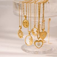 Collar de Lujo para Mujer, Chapado en Oro de 18K PVD, Personalizado, de Acero Inoxidable, con Colgante de Corazón, Sol, Luna, Ángel y Perla, Collares con Dijes Delicados