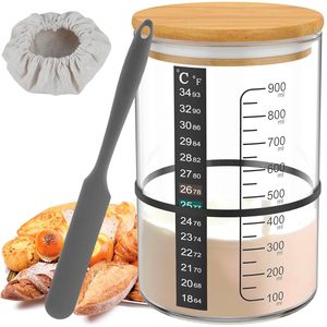 Modern 50oz Sourdough Starter Kit with Cookbook Glass <b>Jar</b> for Party Kitchen Bread Baking Supplies & Food Storage - Product Image 2