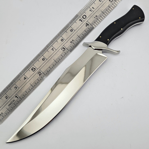 Couteau Bowie en acier Damas fait main avec manche en corne de cerf et étui en cuir fin, couteau d'extérieur, couteau en gros - Product Image 2