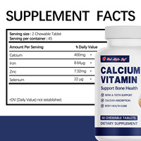 Comprimés à croquer Calcium & Vitamine D - Favorise la santé osseuse, l'absorption du calcium et le bien-être général du corps