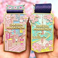 Médaille de sport personnalisée en alliage de zinc émaillé avec ruban, pour marathon japonais unique (5K, 12K, 21K, 42K) – Récompense de finisseur