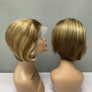 Perruque en dentelle frontale 13*4 tendance, coupe pixie, cheveux raides, 8 pouces, texture douce, cheveux humains naturels, application facile - Product Image 1