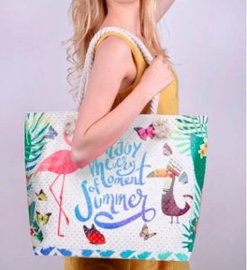 Tùy Chỉnh Lớn Vải <span class=keywords><strong>Tote</strong></span> Túi Với Dây Thừng Xử Lý Mạnh Mẽ Tái Sử Dụng Hàng Tạp Hóa Mua Sắm Túi Bãi Biển Túi Bông Cho Trung Quà Tặng Chữ - Product Image 3