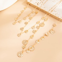 Ensemble de colliers superposables vintage à breloques disques martelés multicouches pour femme, style bohème, collier statement pour soirée, accessoires bijoux