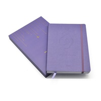 Agenda de Cuero PU con Cinta, Diseño de Puntos de Ramadán, Grabado en Relieve, Color Morado