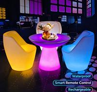 Table et chaises de bar LED rechargeables télécommandées, multicolores, lumineuses, en plastique – Design minimaliste moderne