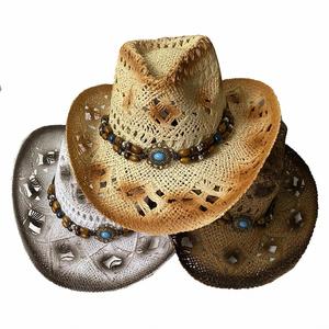 Wholesale Cheap Men Western <b>Hat</b> <b>Bands</b> Distressed Straw Cowboy <b>Hat</b> - Product Image 1