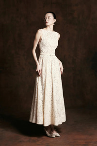 Abito da donna elegante da sera formale <span class=keywords><strong>con</strong></span> maniche regolari, <span class=keywords><strong>in</strong></span> pizzo, lungo fino al pavimento, stile bohémien, <span class=keywords><strong>con</strong></span> strascico a cappella e allacciatura <span class=keywords><strong>con</strong></span> <span class=keywords><strong>cintura</strong></span> - Product Image 4