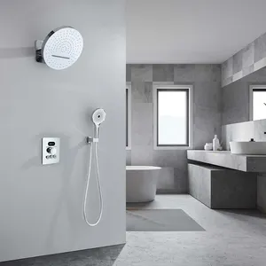 New Design Chrome Wall Mount Hot And Cold Water Bath Shower Steam Contemporary Thermostatic Shower Set