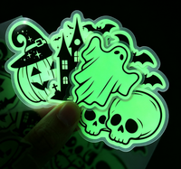 Autocollants d'emballage imperméables qui brillent dans le noir pour Halloween, étiquettes fantômes, citrouilles, maisons hantées