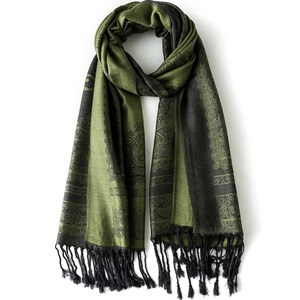 핫세일 여성용 맞춤형 에스닉 새틴 직사각형 페이즐리 스카프 & 숄, 부드러운 프린트 자카드 태슬 인기 디자인 - Product Image 2