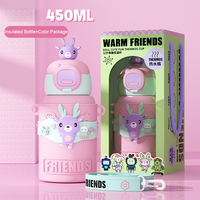 Grande tasse isotherme en acier inoxydable avec couvercle, motif dessin animé mignon, portable, pour l'eau, la rentrée scolaire, les voyages, les enfants