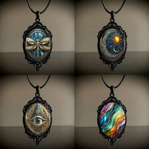 Collier Rétro Halloween Bestseller, Pendentif Papillon Soleil, Amulette Œil Ovale, Pendentif Arbre de Vie Sorcière, Autres Colliers Tendance - Product Image 2