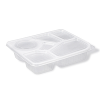 Boîte à lunch jetable à 6 compartiments en PP, transparente, de qualité alimentaire, pour plats à emporter