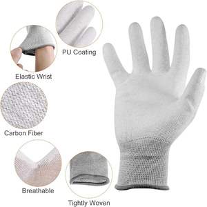 Guantes de Trabajo Electrónicos, Guantes Recubiertos de Fibra de Carbono en la Palma, Guantes Antiestáticos ESD - Product Image 4