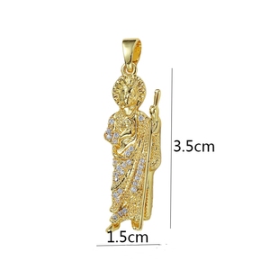 Collar de medallón religioso chapado en oro de 18K, María Milagrosa, <span class=keywords><strong>San</strong></span> <span class=keywords><strong>Benito</strong></span>, Ángel Guardián Madre Santa - Product Image 5