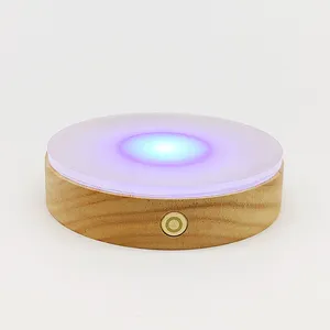 Solid Wood Round Acrylic Light Guide Plate Base Led Lamp White Light Bedroom Universal Table Lamps