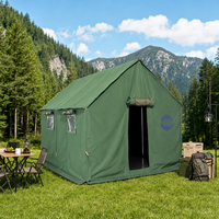 Tente Murale Commerciale 3x4m en Toile Robuste Imperméable pour Événements Extérieurs, Camping, Cabane, Tente Safari Glamping Coupe-Vent Simple 8-12 Personnes