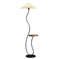 Lampadaire plissé moderne avec table d'appoint, lampe sur pied LED incurvée en forme de S pour salon, canapé, chambre à coucher, chevet