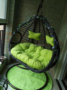Chaise Papasan pivotante pour jardin et terrasse avec cadre en rotin tressé à 360 degrés et coussin - Product Image 6